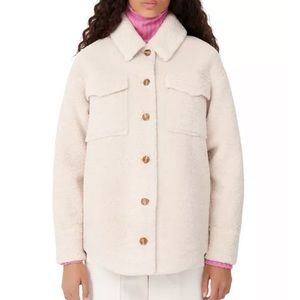 Maje Balerio Trucker Sherling Suede Shirt Jacket Shacket Size 36